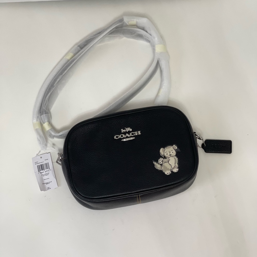 Coach Jamie Camera Bag With Happy Dog In Silver & Black Multi Color- New W/ Tag - Picture 12 of 16